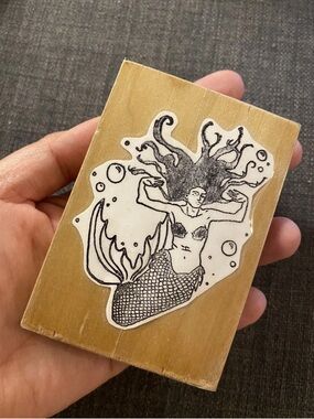 Handcrafted Mermaid Rubber Stamp Swim Art Paper Craft DIY Boho Mystical Fairy xo